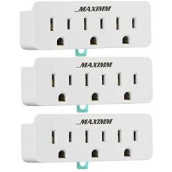 Maximm (3-Pack) 3 Outlet Grounding Adapter With Grounding Plug White, Turn 2-Prong Outlet To 3-Wire Grounding Outlets, ETL Listed