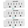 Maximm (3-Pack) 3 Outlet Grounding Adapter With Grounding Plug White, Turn 2-Prong Outlet To 3-Wire Grounding Outlets, ETL Listed