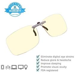 GAMEKING Ultra Blue Light Blocking Clip-on Computer Glasses Video Gaming Glasses Rimless | Easy Fit on Rx Frames | Digital Eyestrain Fatigue Dry Eyes Relief Eye Protection Sleep Better