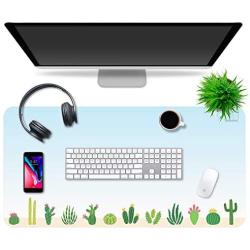Multipurpose Office Desk Pad and Computer Desk Mat - Waterproof Office Desk Mat and Desk Blotter Pad - Home Office Accessories (Large (35.5'' x 17.5'') (Cacti)