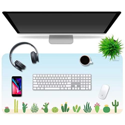 Multipurpose Office Desk Pad and Computer Desk Mat - Waterproof Office Desk Mat and Desk Blotter Pad - Home Office Accessories (Large (35.5'' x 17.5'') (Cacti)