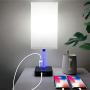 COZOO 3 Way Dimmable Touch Bedside Table Lamp with 3 USB Charging Ports and 2 Outlets Power Strip,Black Charger Base with White Fabric Shade,LED Light for Bedroom/Nightstand/Living Room