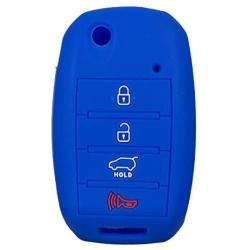 Coolbestda Silicone 4button Flip Folding Key Fob Cover Keyless Remote Case Holder Protector Holder for Kia Sorento Sportage Rio Soul Forte Optima Carens Blue （Not Fit Smart Key Fob）