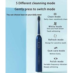 SIMNOIR Ultrasonic Toothbrush, Portable Electric Toothbrush with 5 Mode, USB Charging and Smart Timer, Whitening Mode with 360° Waterproof (White)
