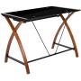 Flash Furniture Black Glass Computer Desk with Pull-Out Keyboard Tray and Crisscross Frame