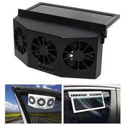 Tonquu Solar Powered Car Ventilator, Solar Powered Car Exhaust Fan, Car Radiator,Eliminate The Peculiar Smell Inside The Car and Can Be Used for General Types of Cars(Black)