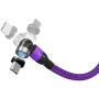 FIELUX Quick 360°+180° Rotation Magnetic Charging Cable Compatible with Micro, Type-C Charging Port Smartphones and i-Product Devices 3 in 1 (3.3 ft, Purple)