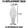 Novelty Lights 25 Pack C9 Outdoor Christmas Replacement Bulbs, Clear, E17/C9 Intermediate Base, 7 Watt…