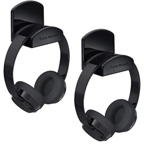TotalMount for Headphones – Will Not Damage Your Wall With Screws or Permanent Adhesive (Premium Black – Two Pack)
