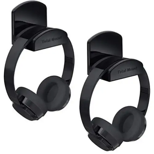 TotalMount for Headphones – Will Not Damage Your Wall With Screws or Permanent Adhesive (Premium Black – Two Pack)