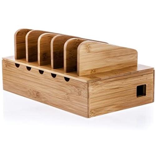 Prosumers Choice Natural Bamboo Charging Station Rack for Smartphones and Tablets