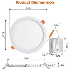 Ultra Thin 12 Pack Canless LED Recessed Lighting with Junction Box, 18W 8 Inch Dimmable 3000K Wram White 1800LM LED Recessed Ceiling Light UL Certified Slim Downlight