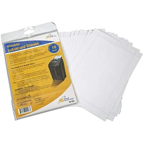 Royal Sovereign Shredder Lubricant Sheets, 10-Pack (RS-SLS)