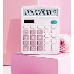 YOUHO Calculator, 12-bit Solar Battery Dual Power Standard Function Electronic Calculator with Large LCD Display Office Calculator Black(ONE Battery) (KK-837B, 1PACK，Pink)