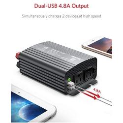 BESTEK 500W Power Inverter DC 12V to 110V AC Converter with 4.8A Dual USB Car Charger ETL Listed (Grey)