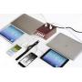 Power Hub 5 USB + 2 AC Charging Station | Built in Surge Protection | Attractive Dependable Table Side Charging Hub | Walnut | Set of 4 Short Cords (Lightning)