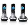 Motorola CD4013 DECT 6.0 Cordless Phones with Digital Answering Machine and Call Block (3-Pack) Bundle with Blucoil 10-FT 1 Gbps Cat5e Cable, and Reusable Cable Ties (5-Pack)