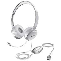 Mpow 071 USB Headset/ 3.5mm Computer Headset with Microphone Noise Cancelling, Lightweight PC Headset Wired Headphones, Business Headset for Skype, Webinar, Cell Phone, Call Center