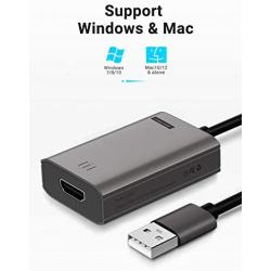 USB to HDMI Adapter, Lemorele USB to HDMI Cable Support 1080p Compatible with Windows 10/8.1/8/7, Mac OS, Black