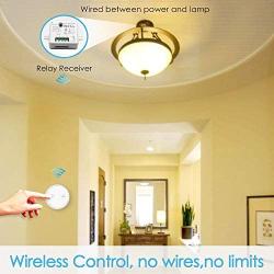 LoraTap Wireless Lights Switch Kit, 915MHz 656ft Range Remote Control Lamps Ceiling Light Fan Household Appliances, 5 Years Warranty (Switch and Receiver)