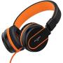 AILIHEN I35 Kid Headphones with Microphone Volume Limited 85dB Children Girls Boys Teen Lightweight Foldable Wired Headset for School Online Course Chromebook Cellphones Tablets (Black/Orange)