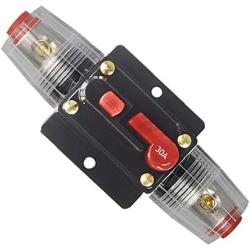 WOHHOM 30A 40A 50A 60A 80A 100A 150A Audio Circuit Breaker Auto Car Stereo Inline Fuse Holders Inverter, Manual Reset 12V-24V DC for Automotive Marine Boat Audio System Protection (30A)