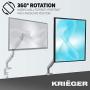 Krieger Single Monitor Mount, Premium Gas Spring Aluminum Arm, LCD LED Computer Desk Stand Holds Screens Size 17 to 32 in and 19.8 lbs, Detachable VESA Compatible Plate, Full Motion Articulating Arm