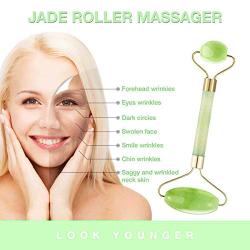Jade Roller, Gua Sha Tools, Jade Roller for Face, Gua Sha Scrapping Tool -Deluxe Facial Massager for Brighter Skin, Natural Anti Aging Therapy, Eye Roller - Quarts Roller - Skin Rollers, Best SPA Tool