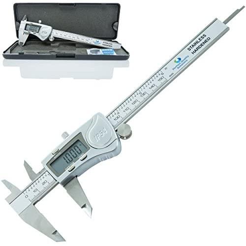 Digital Vernier Caliper IP54 Made of Hardened Stainless Steel by PQS Large LCD Screen-6''/150mm-Auto Off Provides Precision Measurement in Inches and Metric Easy to Read and Use
