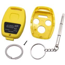 4 Buttons Replacement Key Fob Case Shell Fits for Honda Accord Civic Ex Pilot Keyless Entry Remote Control Car Key Fob Cover (3 + 1 Buttons, Yellow)