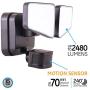 Enbrighten 2-in-1 LED Outdoor Flood Security Light, Motion Sensor, 2480 Lumens, 2 Adjustable, Selectable Color 2200K-5000K, Driveway, Patio, Front Yard, Garage, 40768, Bronze 2 Head