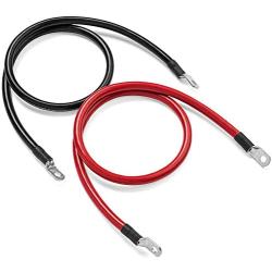 Spartan Power 4 AWG 1 Foot Battery Cable Set Four Gauge Wire Made in America 1 FT with 3/8'' Ring Terminals