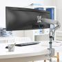 AVLT Single 13''-32'' Monitor Arm Desk Pole Mount fits One Flat/Curved/Ultrawide Monitor Full Motion Height Swivel Tilt Rotation Adjustable Monitor Arm - Silver/VESA/Heavy-Duty C-Clamp/Cable Management