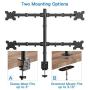 Quad Computer Monitor Mount - Heavy Duty LCD Computer 4 Monitor Stand with Full Articulation, Fits Four Screens up to 27 Inches - Each Arm Holds up to 17.6lbs, VESA 75x75-100x100mm by HUANUO