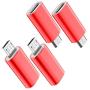 USB C to Micro USB Adapter, (4-Pack) Type C Female to Micro USB Male Convert Connector Support Charge & Data Sync Compatible with Samsung Galaxy S7/S7 Edge, Nexus 5/6 and Micro USB Devices (Red)