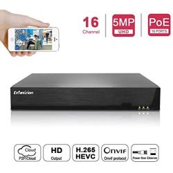 Evtevision 16 Channel 5MP PoE NVR 16CH CCTV Network Video Recorder,Support Onvif P2P Easy Remote View from Smartphone,HDMI/VGA Output(Hard Disk is NOT Included)