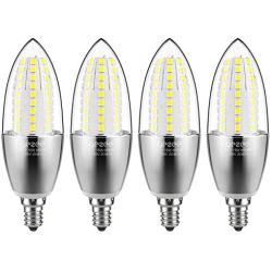 GEZEE LED Candelabra Bulb, Non-Dimmable 120Watt Light Bulbs Equivalent, 15W LED Candle Bulbs,Daylight White 6000K Chandelier Bulbs,4.3in, E12 Candelabra Base, 120V, 1500Lumens, Torpedo Shape(4 Pack)