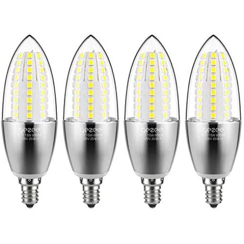 GEZEE LED Candelabra Bulb, Non-Dimmable 120Watt Light Bulbs Equivalent, 15W LED Candle Bulbs,Daylight White 6000K Chandelier Bulbs,4.3in, E12 Candelabra Base, 120V, 1500Lumens, Torpedo Shape(4 Pack)