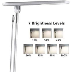 LED Desk Lamp,JUKSTG Eye-Caring Table Lamp,Adjustable Desk Light,Home Office Lamps with USB Charging Port,7 Brightness Levels 4 Lighting Modes,Blue Light Filter,Touch Control,14W Reading Lamp,Silver