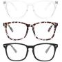 Gaoye 3-Pack Blue Light Blocking Glasses, Fashion Square Fake Nerd Eyewear Anti UV Ray Computer Gaming Eyeglasses Women/Men
