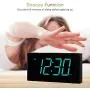 Rocam Digital Alarm Clock for Bedrooms - Large 6.5'' LED Display with Dimmer, Snooze, 7 Color Night Light, Easy to Set, USB Chargers, Battery Backup, 12/24 Hour for Kids, Boys, Heavy Sleepers(Blue)