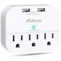 3 Outlet Surge Protector, Multi Plug Outlet Extender with 2 USB Wall Charger (Smart 2.4 A), Outlet Wall Adapter Power Strip for Travel Home, School, Office - 490Joules White