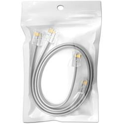 (2 Pack) 1 Foot Modular Telephone Cord, 6P4C RJ11 Plugs, 4 Conductor Wire Phone Line Cable (12 Inches, Gray)