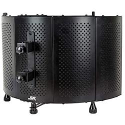Monoprice Microphone Isolation Shield - Black - Foldable With 3/8'' Mic Threaded Mount, High Density Absorbing Foam Front & Vented Metal Back Plate - Stage Right