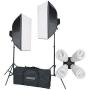 StudioFX H9004SB2 2400 Watt Large Photography Softbox Continuous Photo Lighting Kit 16'' x 24'' + Boom Arm Hairlight with Sandbag H9004SB2 by Kaezi