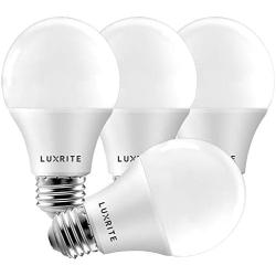 Luxrite A19 LED Light Bulb 60W Equivalent, 3000K Warm White Dimmable, 800 Lumens, Standard LED Bulb 9W, E26 Base, Energy Star, Enclosed Fixture Rated, Perfect for Lamps and Home Lighting (4 Pack)