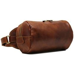 Floto Roma Leather Shoulder Sling Messenger Bag (Saddle Brown)