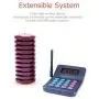 NADAMOO Restaurant Pager System with 10 Coaster Pager Wireless Paging System Calling System Portable Rechargable Restaurant Buzzers with Numeric Keypad Transmitter