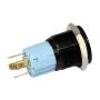 DaierTek Momentary Push Button Switch Waterproof 1NO1NC SPDT ON Off 5 Pin Black Metal Shell with Red Ring Power Symbol LED for 16MM Mounting Hole