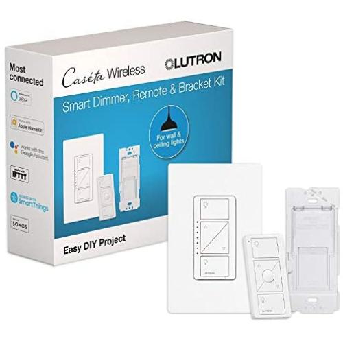 Lutron Caseta Smart Home Dimmer Switch and Pico Remote Kit, Works with Alexa, Apple HomeKit, and the Google Assistant | P-PKG1WB-WH | White